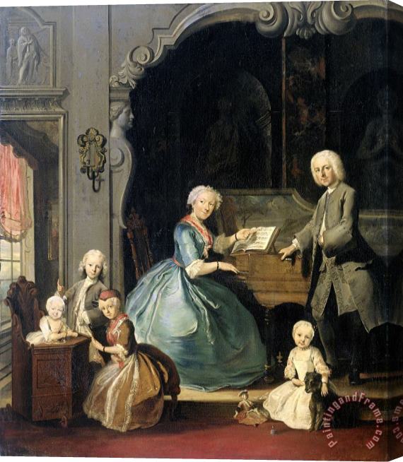 Cornelis Troost Family Group Near a Harpsichord Stretched Canvas Print / Canvas Art