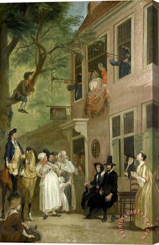 Cornelis Troost Misled: The Ambassador of The Rascals Exposes Himself From The Window of 't Bokki Tavern in The Haarlemmerhout Stretched Canvas Painting / Canvas Art