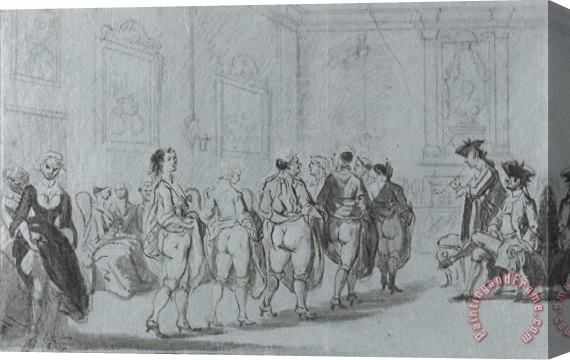 Cornelis Troost Prins Eugenius Van Savoye in Het Etablissement Van Mme Traese Op De Prinsengracht Met Revue Van Prostituees, Ca. 1720 Stretched Canvas Print / Canvas Art