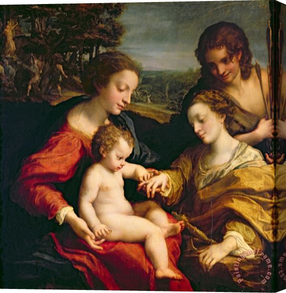 Correggio The Mystic Marriage of St. Catherine of Alexandria Stretched Canvas Painting / Canvas Art