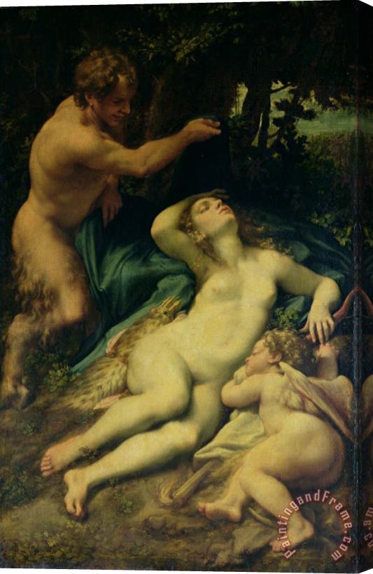 Correggio Venus, Satyr And Cupid Stretched Canvas Painting / Canvas Art