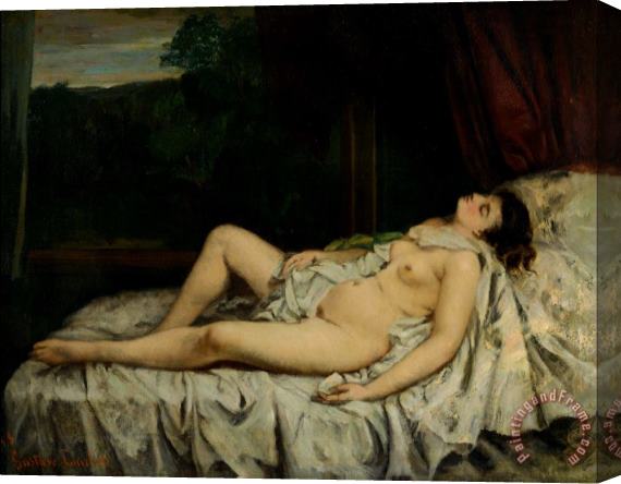 Courbet, Gustave Sleeping Nude Stretched Canvas Painting / Canvas Art