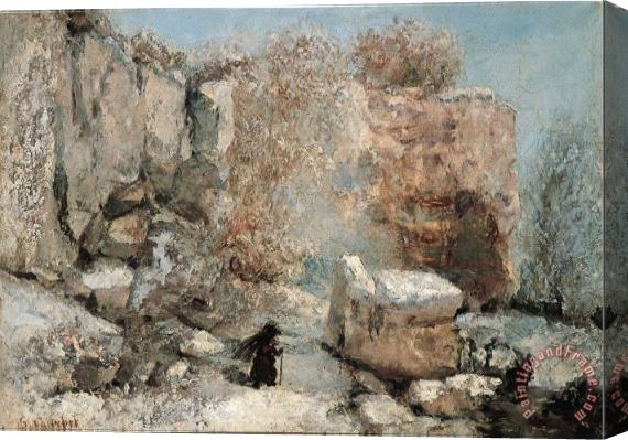 Courbet, Gustave Snow Effect in a Quarry Stretched Canvas Painting / Canvas Art