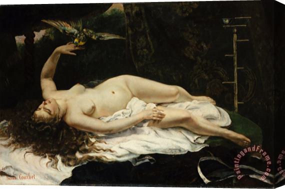 Courbet, Gustave Woman with a Parrot Stretched Canvas Print / Canvas Art