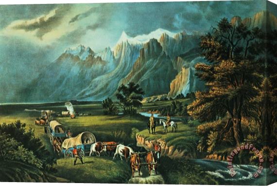 Currier and Ives Emigrants Crossing the Plains Stretched Canvas Painting / Canvas Art