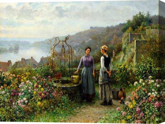 Daniel Ridgway Knight At The Well Stretched Canvas Painting / Canvas Art