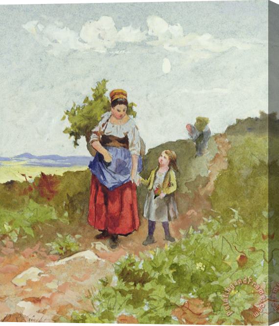 Daniel Ridgway Knight French Peasants on a Path Stretched Canvas Painting / Canvas Art