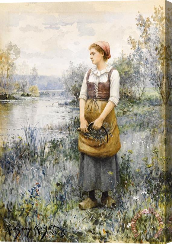 Daniel Ridgway Knight Gathering Flowers Stretched Canvas Painting / Canvas Art