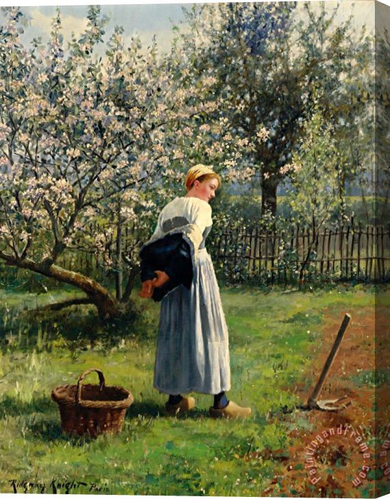 Daniel Ridgway Knight In The Orchard Stretched Canvas Print / Canvas Art