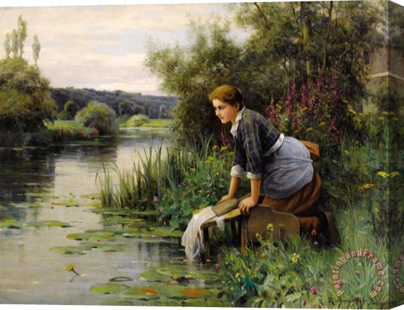 Daniel Ridgway Knight Laundress by The Water's Edge, 1922 Stretched Canvas Print / Canvas Art
