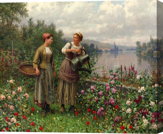 Daniel Ridgway Knight Madeleine & Maria on The Terrace Stretched Canvas Painting / Canvas Art