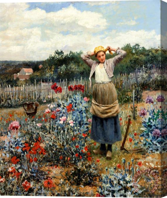 Daniel Ridgway Knight Tending The Garden Stretched Canvas Painting / Canvas Art