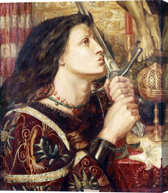 Dante Gabriel Rossetti Joan of Arc Kissing The Sword of Deliverance Stretched Canvas Print / Canvas Art