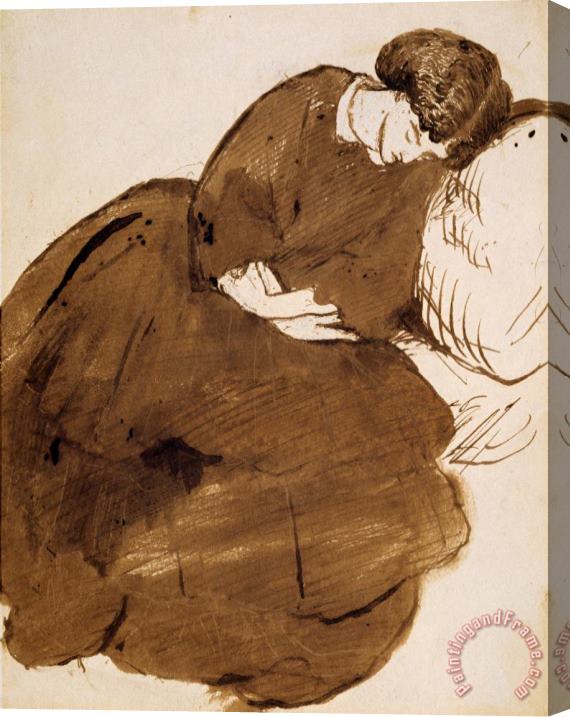 Dante Gabriel Rossetti Portrait of Jane Morris Asleep on a Sofa Stretched Canvas Print / Canvas Art