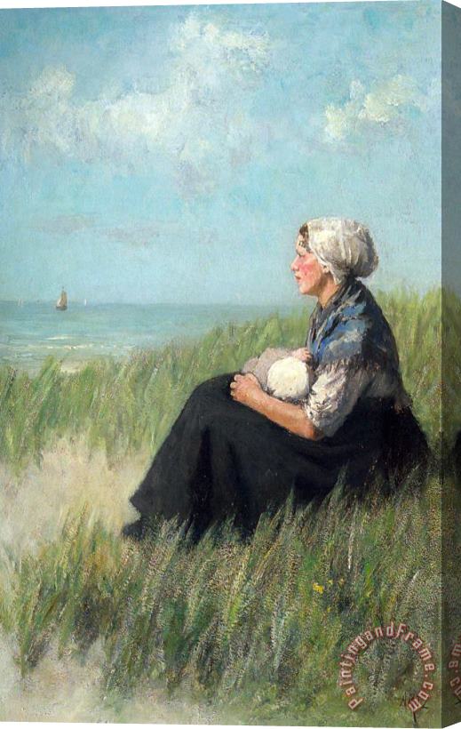 David Adolf Constant Artz Mother And Child in The Dunes Stretched Canvas Print / Canvas Art