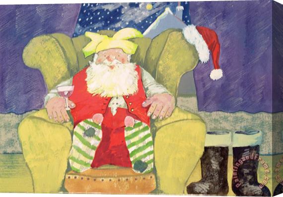 David Cooke Santa Warming His Toes Stretched Canvas Print / Canvas Art