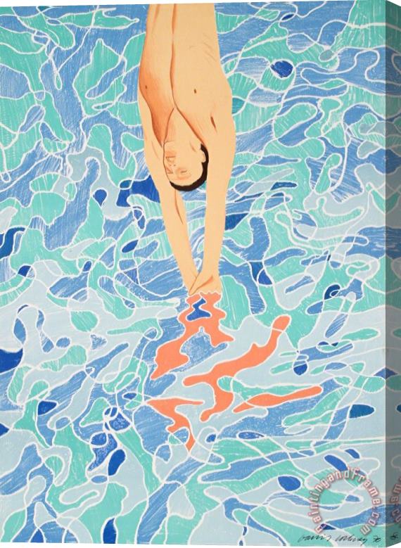 David Hockney Olympische Spiele Muenchen 1972 (diver), 1972 Stretched Canvas Print / Canvas Art