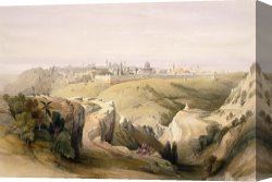 Sermon on The Mount Canvas Prints - Jerusalem From The Mount Of Olives by David Roberts