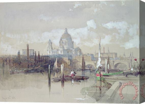 David Roberts Saint Pauls from the River Stretched Canvas Print / Canvas Art