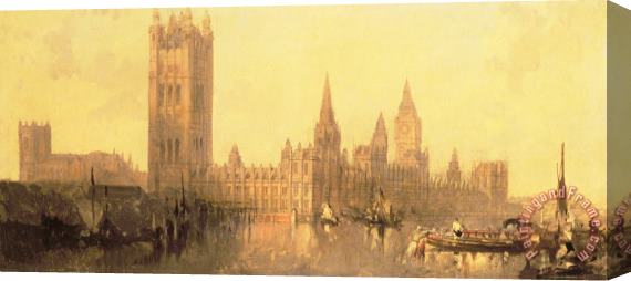 David Roberts Westminster Houses of Parliament Stretched Canvas Print / Canvas Art
