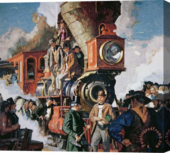 Dean Cornwall The Ceremony of the Golden Spike on 10th May Stretched Canvas Painting / Canvas Art
