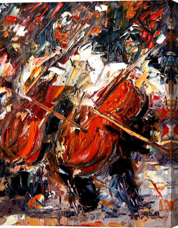 Debra Hurd 2 Cellos Stretched Canvas Painting / Canvas Art