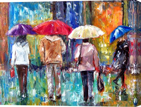 Debra Hurd Big Red Umbrella Stretched Canvas Painting / Canvas Art