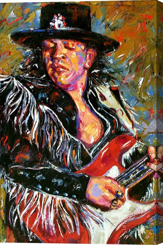 Debra Hurd Stevie Ray Red Guitar Stretched Canvas Painting / Canvas Art