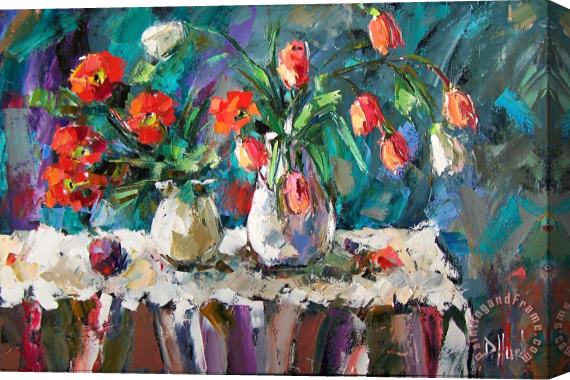 Debra Hurd Two White Tulips Stretched Canvas Painting / Canvas Art
