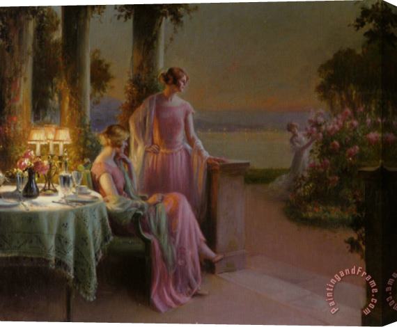 Delphin Enjolras Elegant Ladies Taking Tea Stretched Canvas Painting / Canvas Art