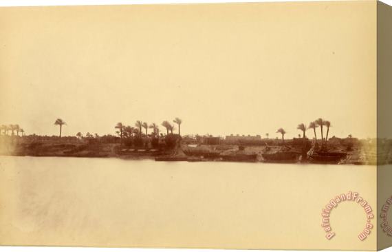 Despoineta Banks of The Nile with Palm Trees And Boats 3 Stretched Canvas Painting / Canvas Art