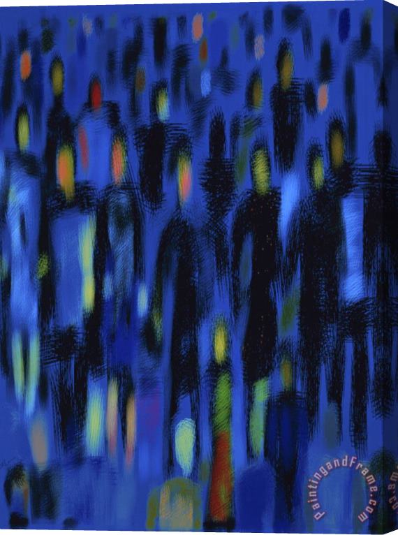 Diana Ong Blue Crowd Stretched Canvas Print / Canvas Art