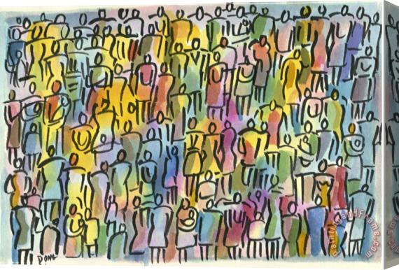 Diana Ong Crowd in Color Stretched Canvas Painting / Canvas Art