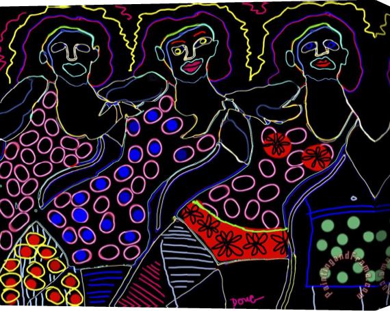 Diana Ong Neonlites 3 Women Stretched Canvas Print / Canvas Art