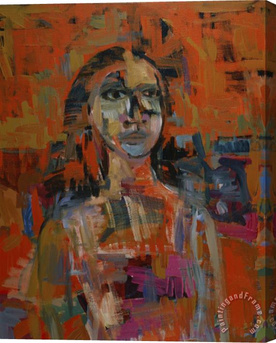Diana Ong Portrait in Orange Stretched Canvas Painting / Canvas Art
