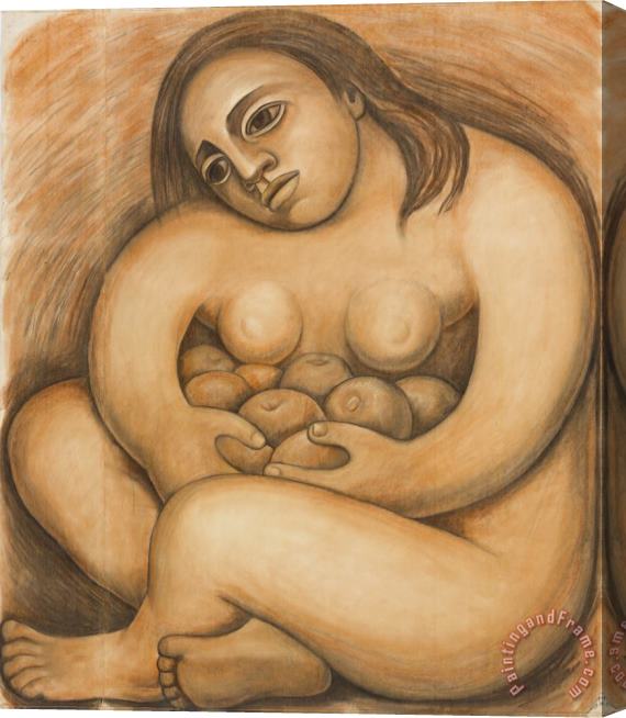Diego Rivera Woman Holding Fruit Stretched Canvas Painting / Canvas Art