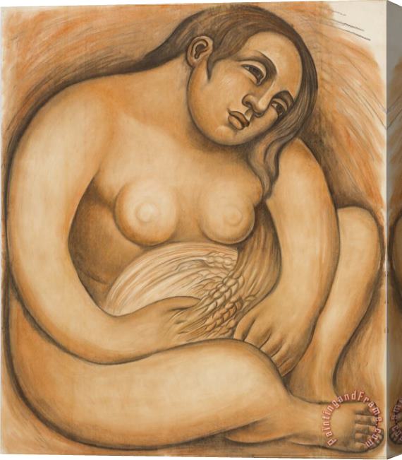 Diego Rivera Woman Holding Grain Stretched Canvas Print / Canvas Art