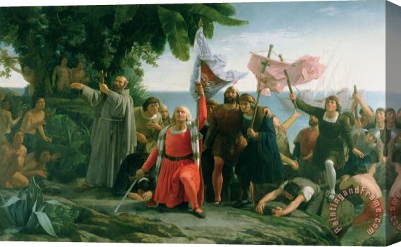 Dioscoro Teofilo Puebla Tolin The First Landing of Christopher Columbus Stretched Canvas Print / Canvas Art