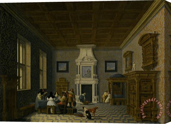 Dirck Van Delen A Palace Interior with Cavaliers Cavorting with Nuns Stretched Canvas Print / Canvas Art