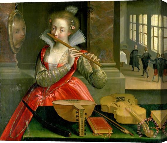 Dirk de Quade van Ravesteyn Allegory of Music (the Fluteplayer) Stretched Canvas Painting / Canvas Art