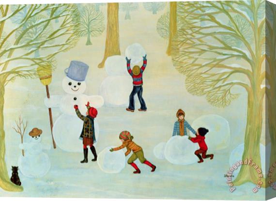 Ditz Snowmen Stretched Canvas Painting / Canvas Art