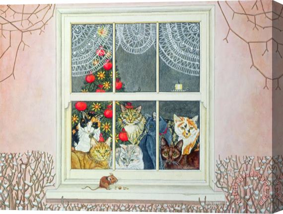 Ditz The Christmas Mouse Stretched Canvas Print / Canvas Art