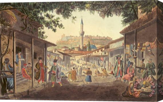 Dodwell Edward The Bazaar at Athens Stretched Canvas Painting / Canvas Art