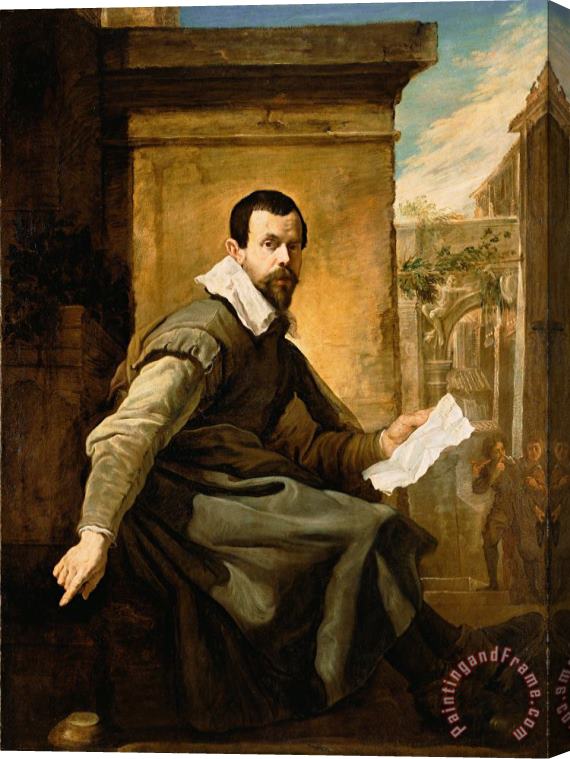 Domenico Fetti Portrait of a Man with a Sheet of Music Stretched Canvas Painting / Canvas Art