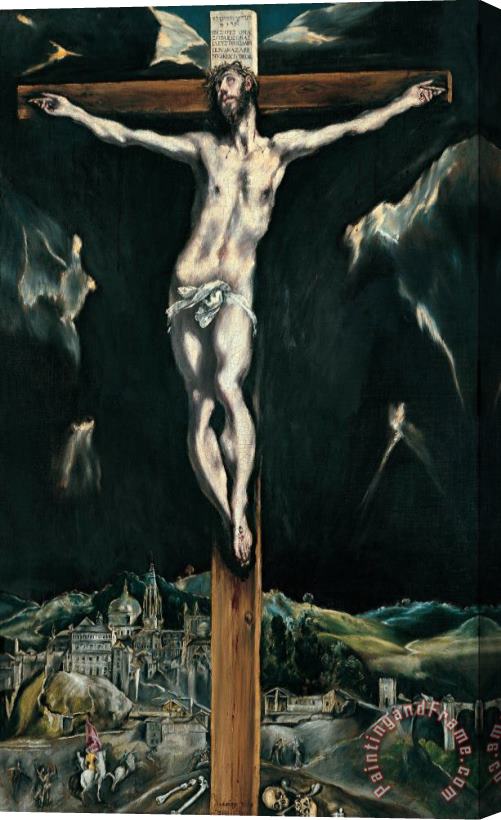 Domenikos Theotokopoulos, El Greco Christ Crucified with Toledo in The Background Stretched Canvas Print / Canvas Art
