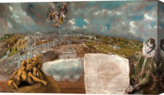 Domenikos Theotokopoulos, El Greco View And Plan of Toledo Stretched Canvas Painting / Canvas Art