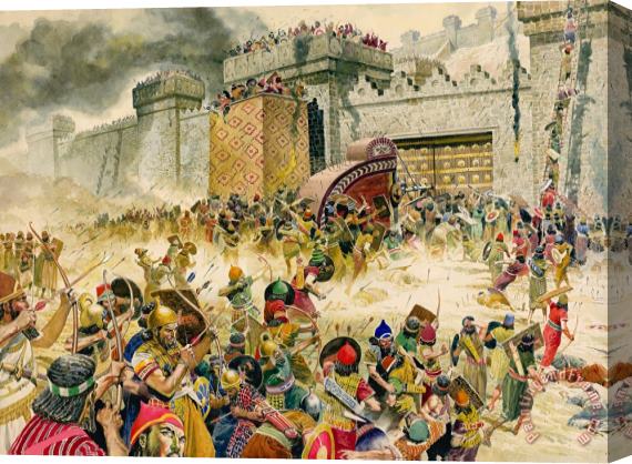 Don Lawrence Samaria falling to the Assyrians Stretched Canvas Print / Canvas Art
