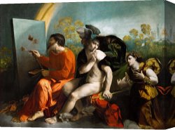 Dosso Dossi Canvas Paintings - Jupiter, Mercury And Virtue by Dosso Dossi