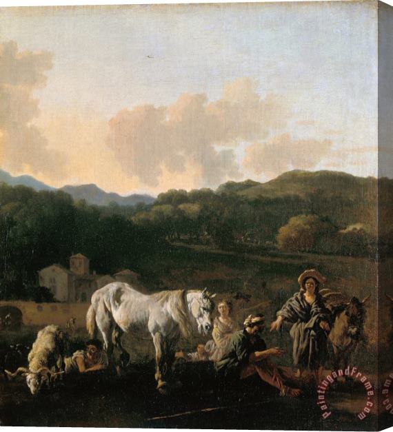 Du Jardin, Karel Peasants And a White Horse Stretched Canvas Print / Canvas Art