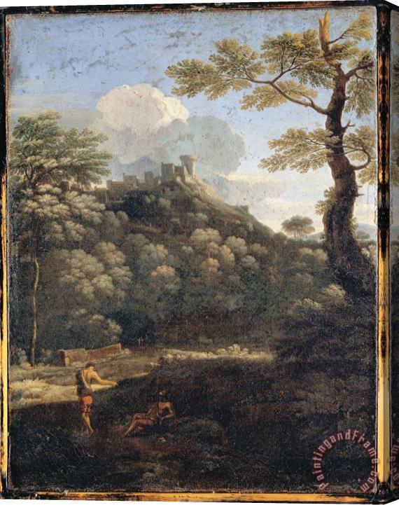 Dughet, Gaspard A Castle in a Wood Stretched Canvas Painting / Canvas Art